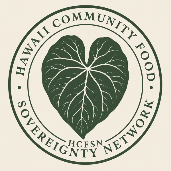 HCFSN seal — a kalo leaf inside a circular border